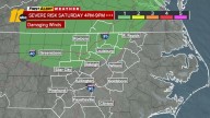 Scattered storms possible Sat. evening with damaging winds