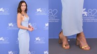 Emily Blunt Hits the Venice Film Festival 2025 in Metallic Gold Heels