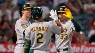 Athletics erupt for seven runs in third inning of a 10