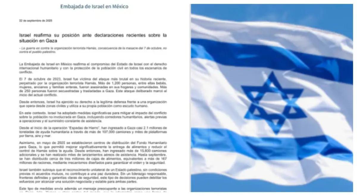 Embajada de Israel pide a México su respaldo ante “el terrorismo y por la paz verdadera”