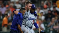 Dodgers' Rushing needs CT scan after fouling pitch off leg