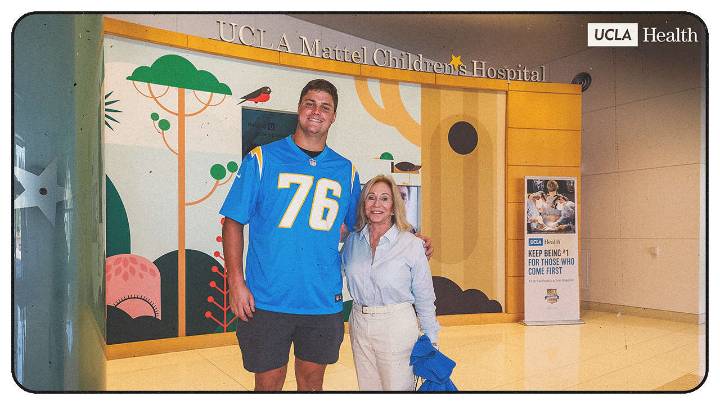 Chargers OT Joe Alt Surprises Patients at UCLA Health Pediatrics Infusion Center