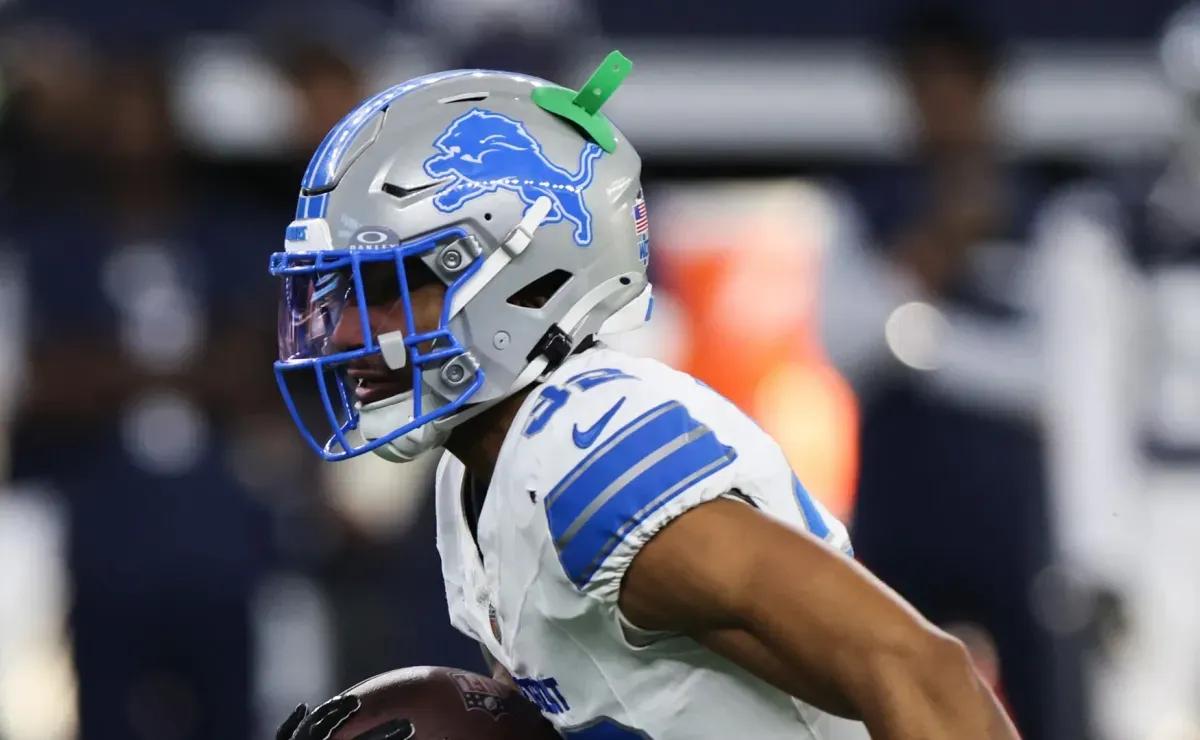 What is the green thing on Detroit Lions S Brian Branch’s helmet?