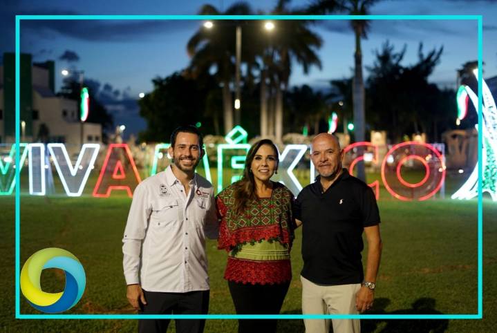 Mara Lezama inaugura decorado patrio en la Zona Hotelera de Cancún e invita a disfrutar del parador fotográfico de las Fiestas Patrias