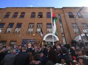 Palestinian flag raised outside embassy in London after UK recognition
