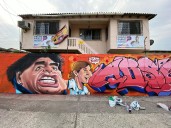 El mural del rosarino en Guayaquil que recuerda una de sus frases célebres en en el Mundial de Qatar 2022