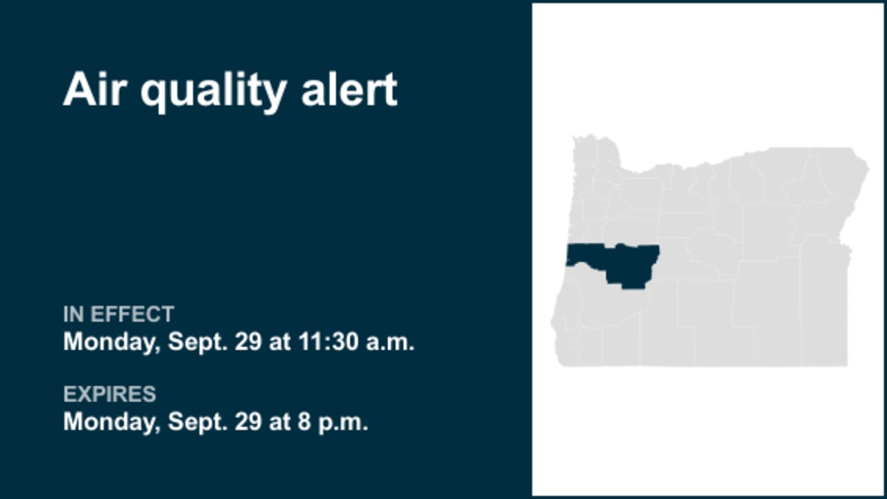 Air quality alert in place for Lane County until Monday evening