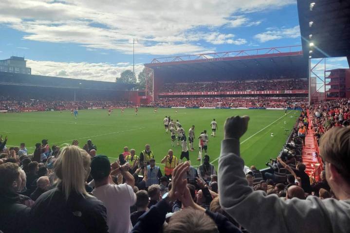 Watching West Ham's win over Nottingham Forest in the away end