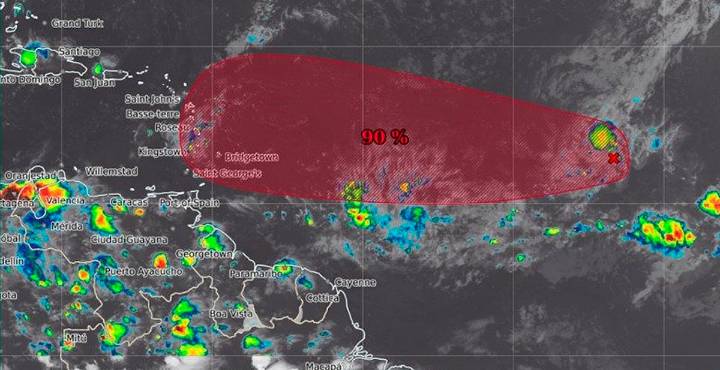 Zona de baja presión en Atlántico tiene 90% de probabilidad de convertirse en ciclón