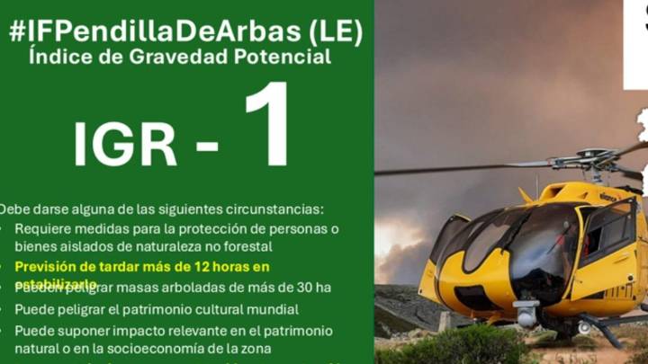 La Junta declara de nivel 1 el incendio forestal originado de noche en Pendilla de Arbás