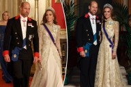 Kate Middleton wears Phillipa Lepley lace for UK state dinner with Trump