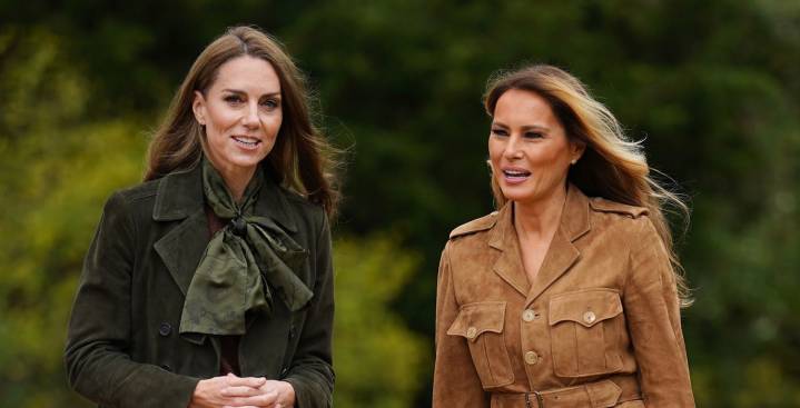 Kate Middleton y Melania Trump se combinan con looks otoñales en Windsor, Inglaterra
