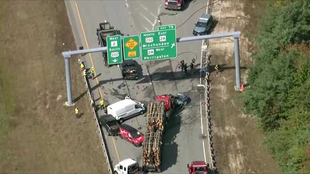 Serious crash with lumber truck, 6 other vehicles closes Route 2