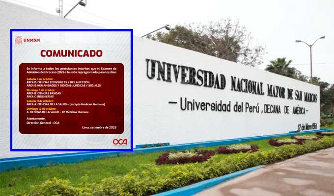 San Marcos fija nuevas fechas para examen de admisión 2026