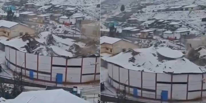 Derrumbe en La Libertad: techo de coliseo en Quiruvilca sucumbe por granizada y deja daños materiales