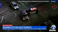 Chase through LA ends in PIT maneuver after suspect drives over spike strips
