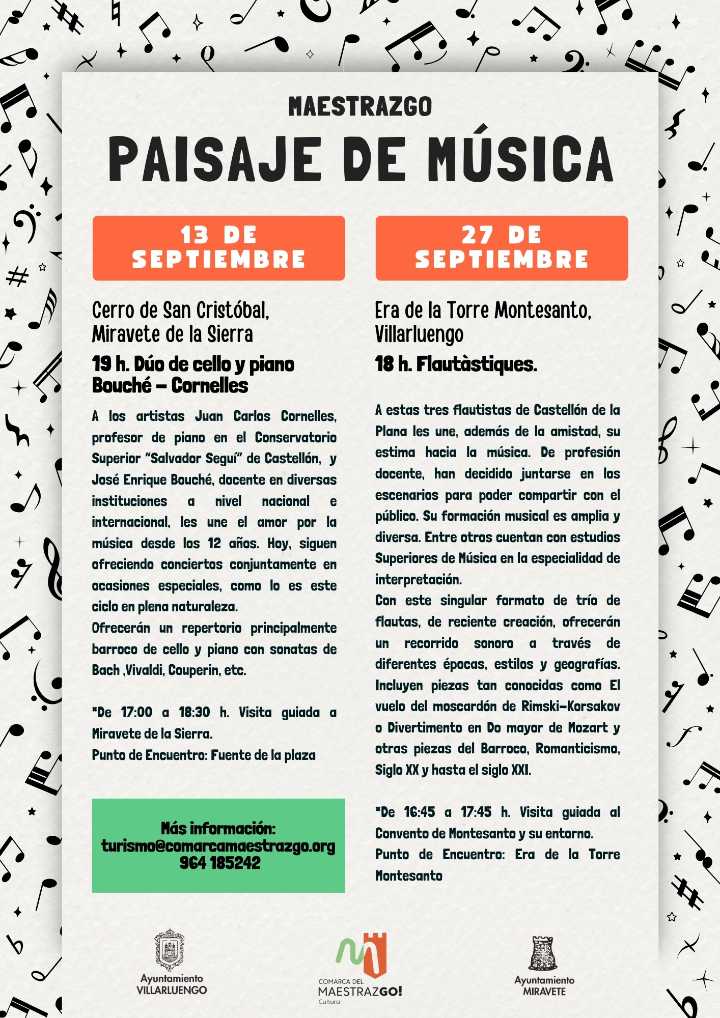 El Maestrazgo acoge una nueva edición de ‘Paisaje de música’ con conciertos en Miravete de la Sierra y Villarluengo