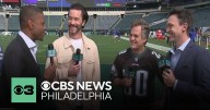 Actors Mark Ruffalo, Tom Pelphrey talk Delco, the tush push ahead of Eagles