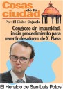 Cosas de la Ciudad; Congreso sin impunidad, inicia procedimiento para revertir desafuero de X. Nava