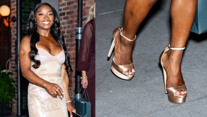 Simone Biles Brings Bold Height in Jimmy Choos to Audemars Piguet Event