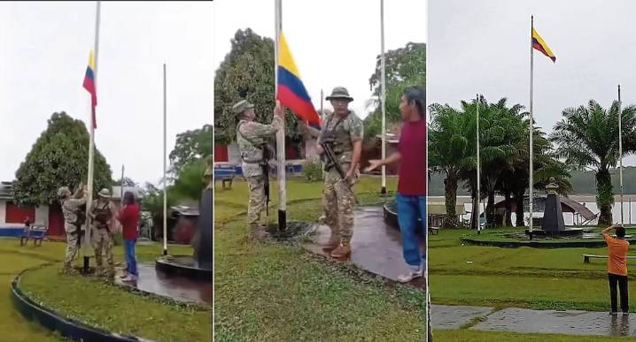 Bandera de Colombia fue izada en zona peruana