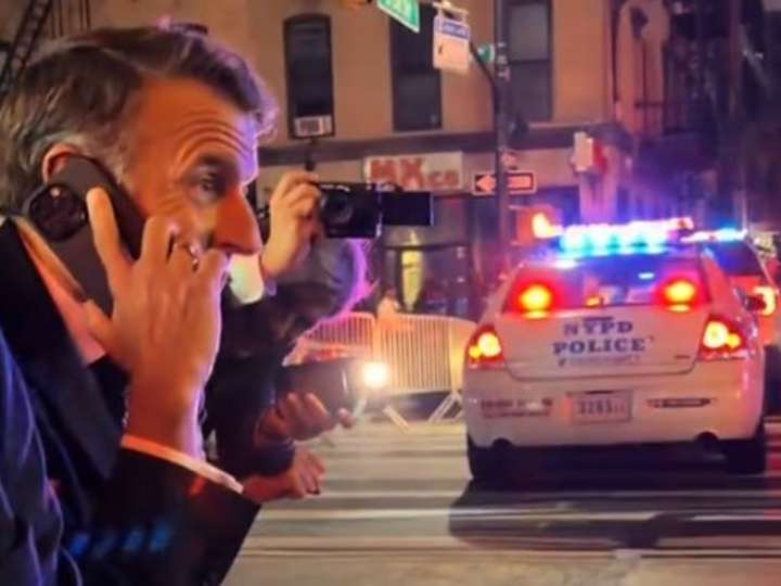 "Todo está bloqueado por vos": la insólita caminata de Macron en Nueva York y el reproche a Trump