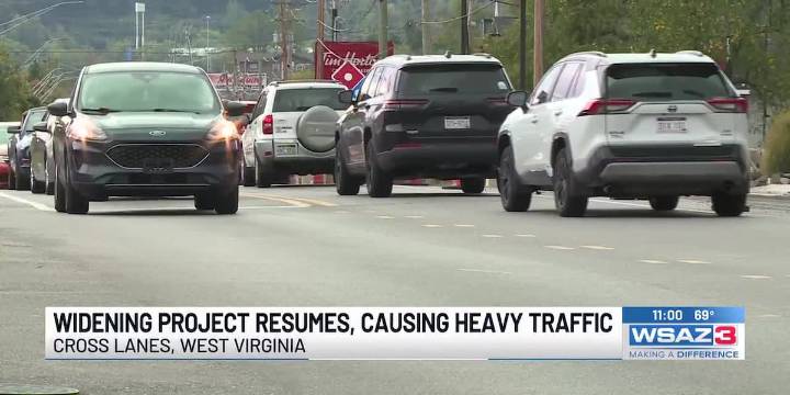 Widening project resumes, causing heavy traffic