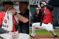 El horrible pelotazo que se llevó David Fry de los Cleveland Guardians