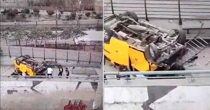 Impactante accidente en el Cercado de Lima: auto se vino abajo en el puente Abancay y quedó destrozado