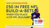 NFL betting offer: Place a £10 NFL BuildABet and get £50 in free NFL BuildABets with Sky Bet