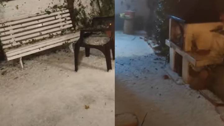 Vídeo | Una granizada tiñe de blanco el Somontano y destroza coches y cultivos en plena madrugada