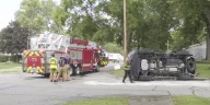 SCENE VIDEO: SUV lands on its side after crash in northeast Lincoln