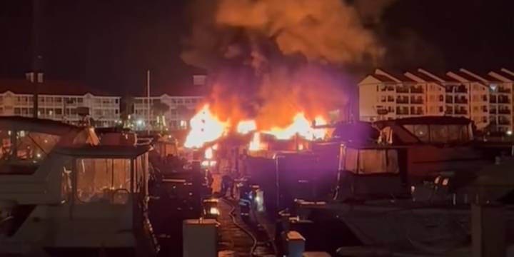 Massive yacht fire erupts at marina in Myrtle Beach area: See video here
