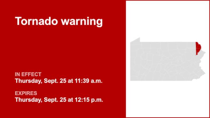 Tornado warning for Wayne County Thursday midday