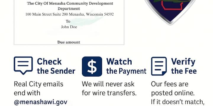 Menasha Police Department warns of fraudulent invoice scam