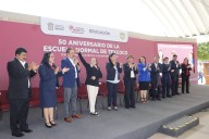 Texcoco celebra 40 aniversario de la Escuela Normal y agradece apoyos de la Gobernadora Delfina Gómez