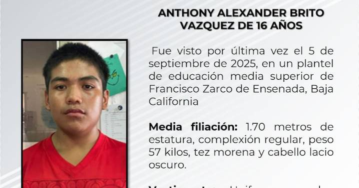 Se solicita ayuda para localizar a Anthony Alexander Brito Vázquez