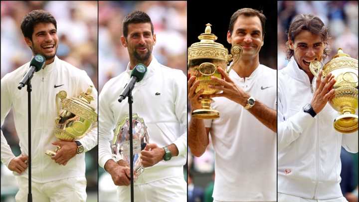 Carlos Alcaraz arrasa a Rafa Nadal, Federer y Djokovic con 22 años