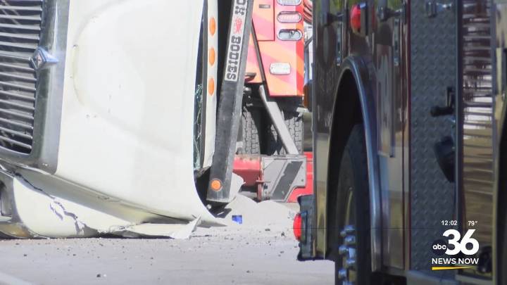 UPDATE: Dump truck overturns, shuts down Iron Works Pike in Lexington