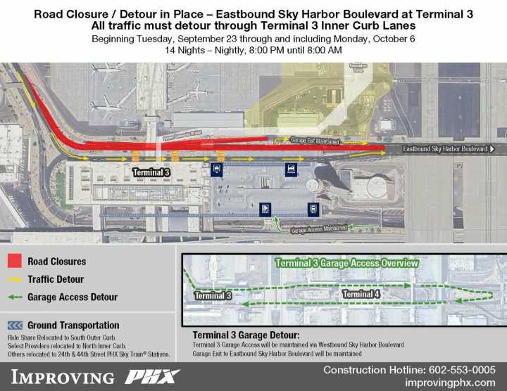 Nightly concourse work closes major route through Sky Harbor Airport