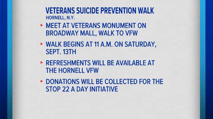 Veterans Suicide Prevention Walk being held in Hornell Saturday