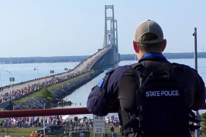 Law enforcement secures air, land and water for Mackinac Bridge Walk