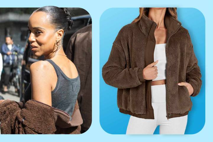 This $40 Fuzzy Bomber Jacket Is Similar to Kerry Washington’s
