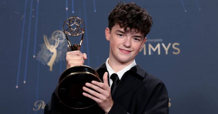 Netflix star Owen Cooper reacts as he's named youngest male acting Emmy winner