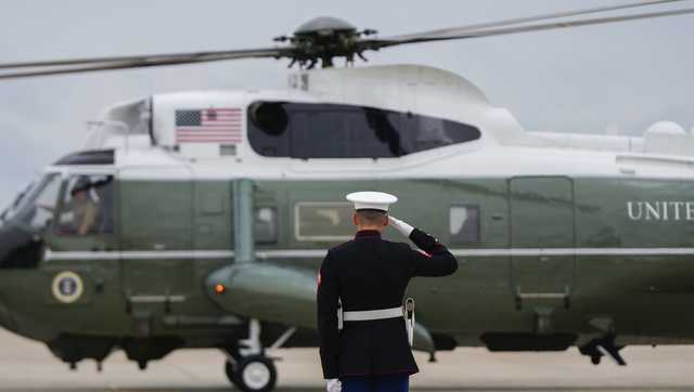 Man charged with shining laser pointer at Marine One with Trump aboard