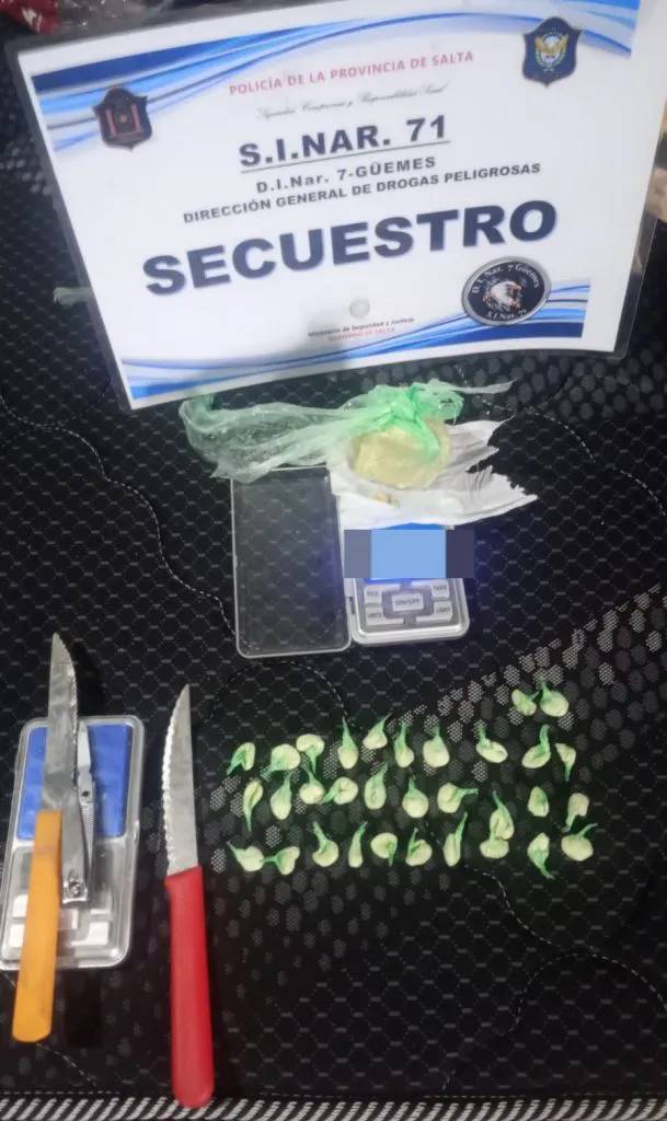 Megaoperativo en Güemes: 500 dosis de cocaína, objetos robados y dos detenidos