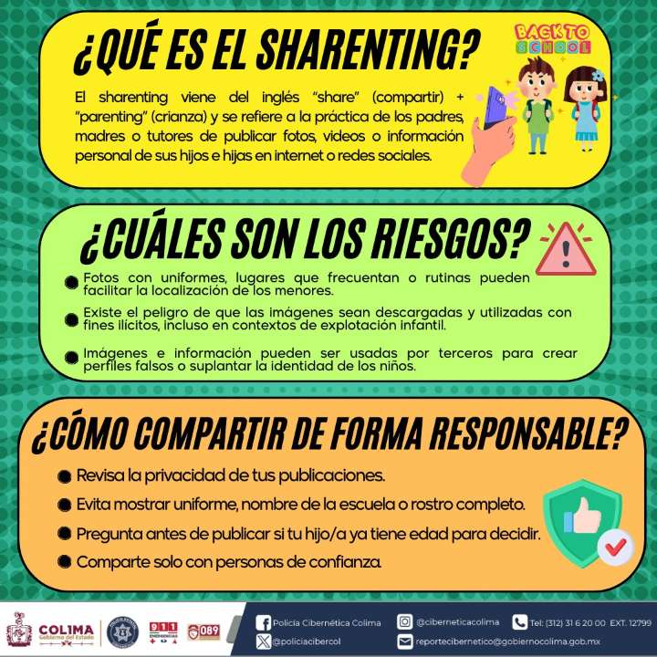 SSP Colima advierte sobre riesgos del sharenting en regreso a clases