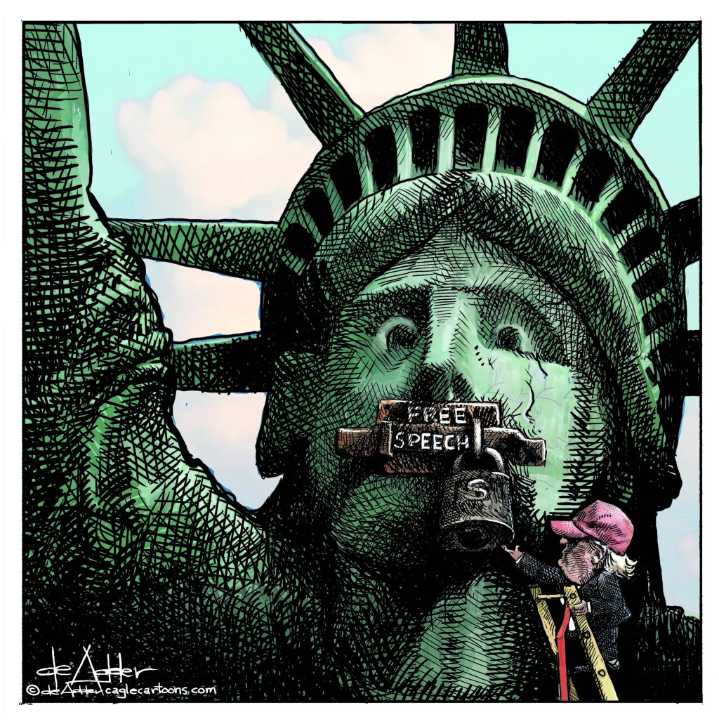 Cartoonist’s take: Trump puts a padlock on free speech