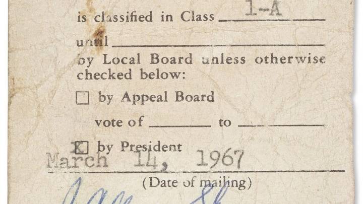 Muhammad Ali’s unsigned draft card, a piece of Vietnam-era history, will be auctioned