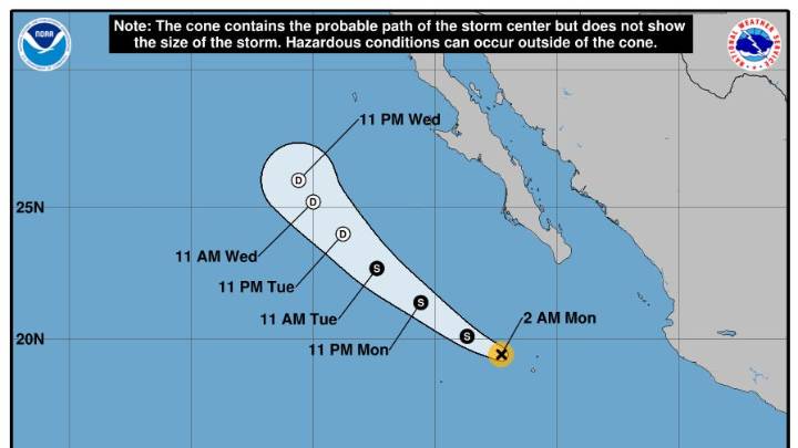 Tropical Storm Mario path tracker, spaghetti models